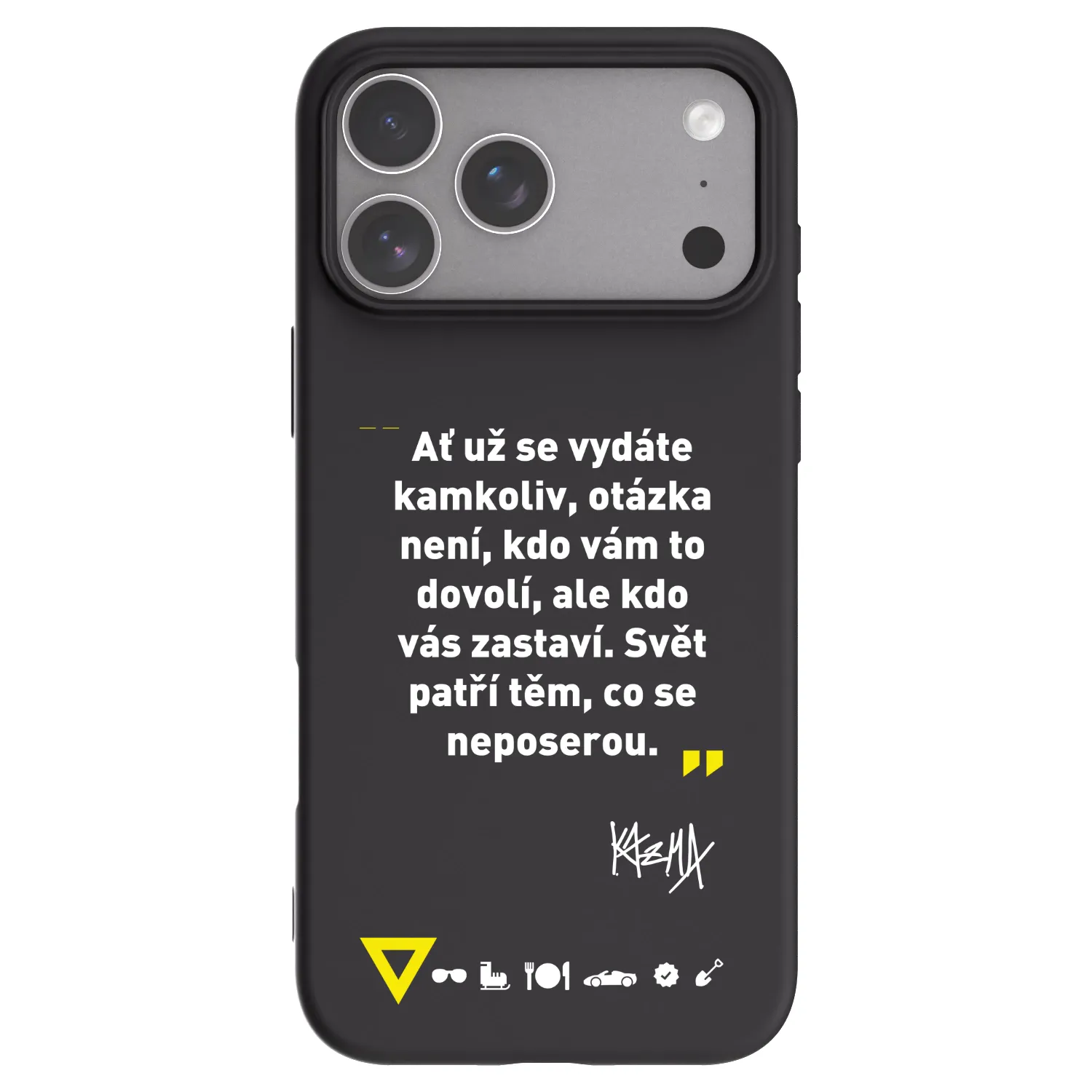 Picasee silikonový černý obal pro Apple iPhone 18 Pro Max - Kazma - SVĚT PATŘÍ TĚM, CO SE NEPOSEROU