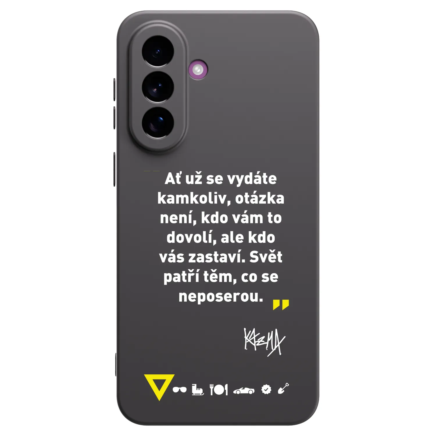 Picasee silikonový černý obal pro Samsung Galaxy A37 - Kazma - SVĚT PATŘÍ TĚM, CO SE NEPOSEROU