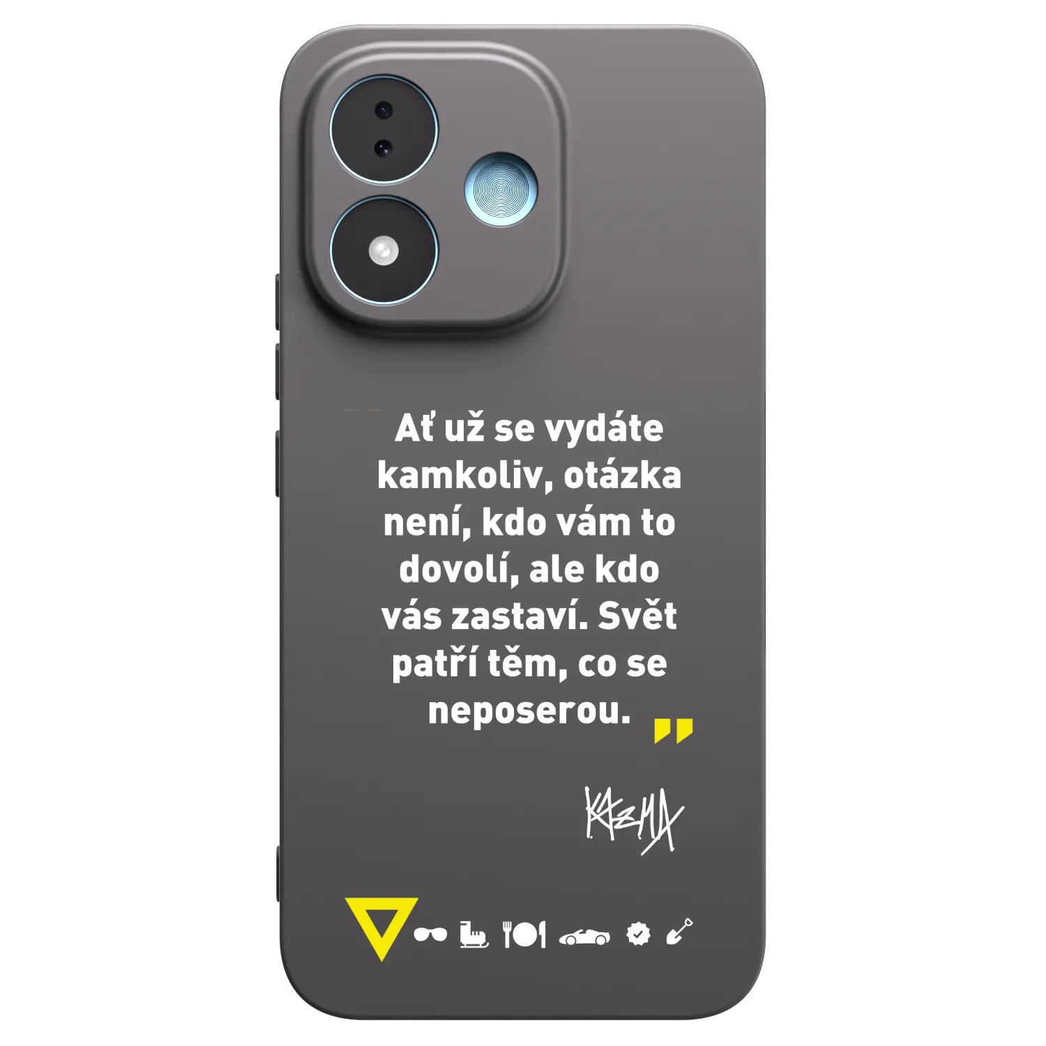 Picasee silikonový černý obal pro Xiaomi Redmi Note 17 5G - Kazma - SVĚT PATŘÍ TĚM, CO SE NEPOSEROU