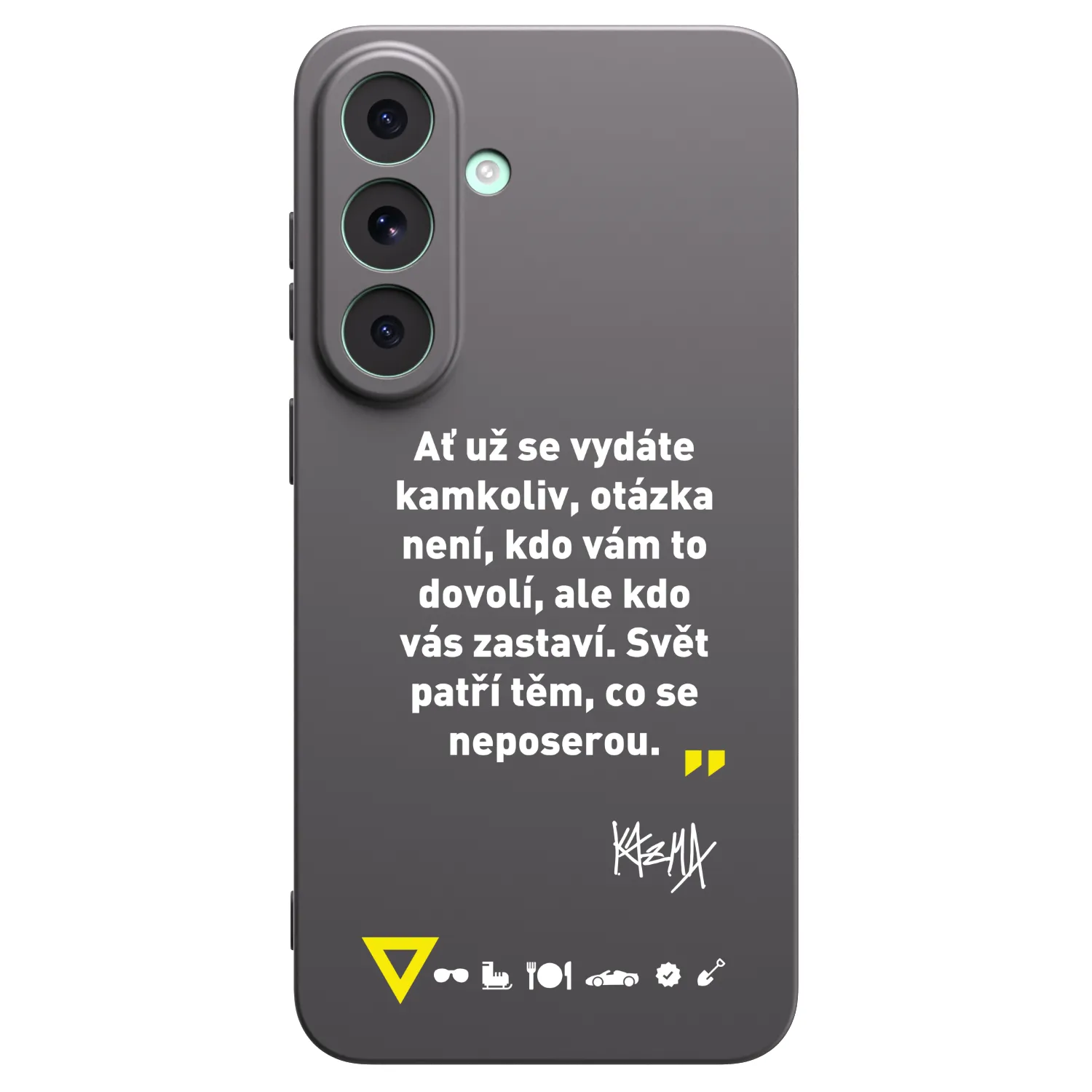 Picasee silikonový černý obal pro Samsung Galaxy S26 FE - Kazma - SVĚT PATŘÍ TĚM, CO SE NEPOSEROU