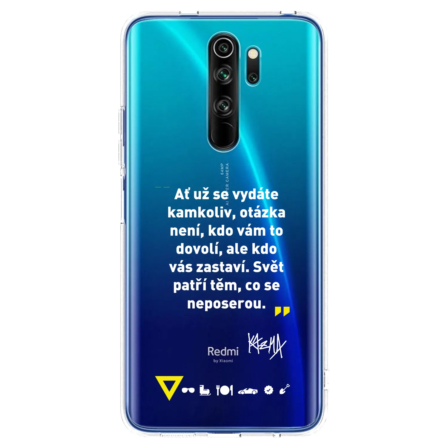 Picasee silikonový průhledný obal pro Xiaomi Redmi Note 8 Pro - Kazma - SVĚT PATŘÍ TĚM, CO SE NEPOSEROU