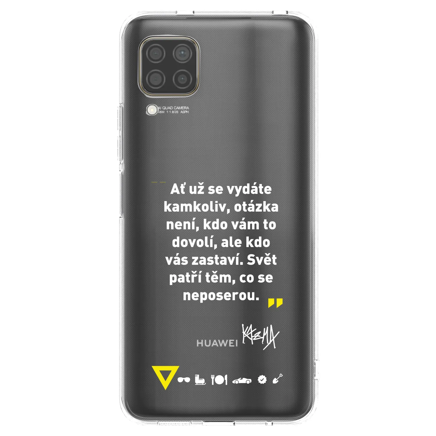 Picasee silikonový průhledný obal pro Huawei P40 Lite - Kazma - SVĚT PATŘÍ TĚM, CO SE NEPOSEROU