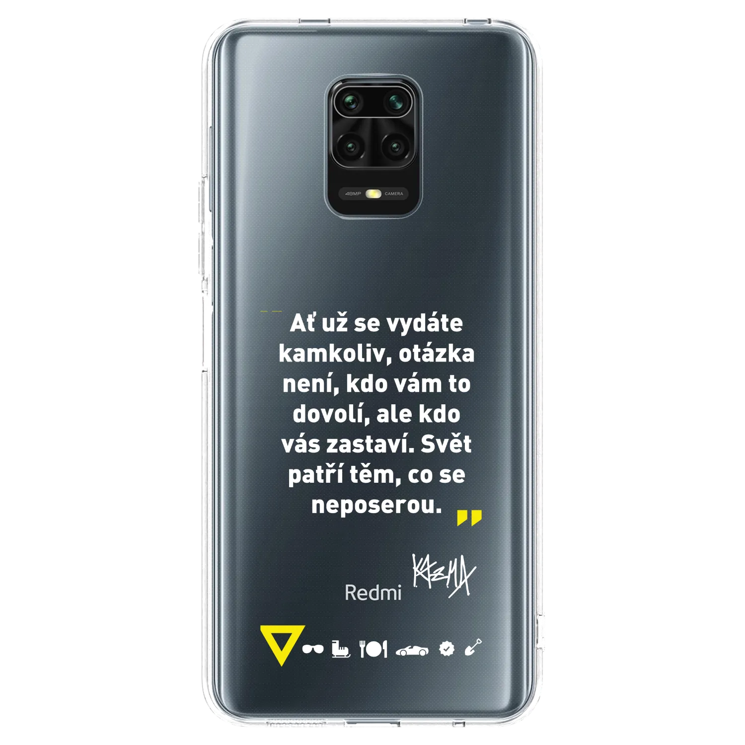 Picasee silikonový průhledný obal pro Xiaomi Redmi Note 9S - Kazma - SVĚT PATŘÍ TĚM, CO SE NEPOSEROU