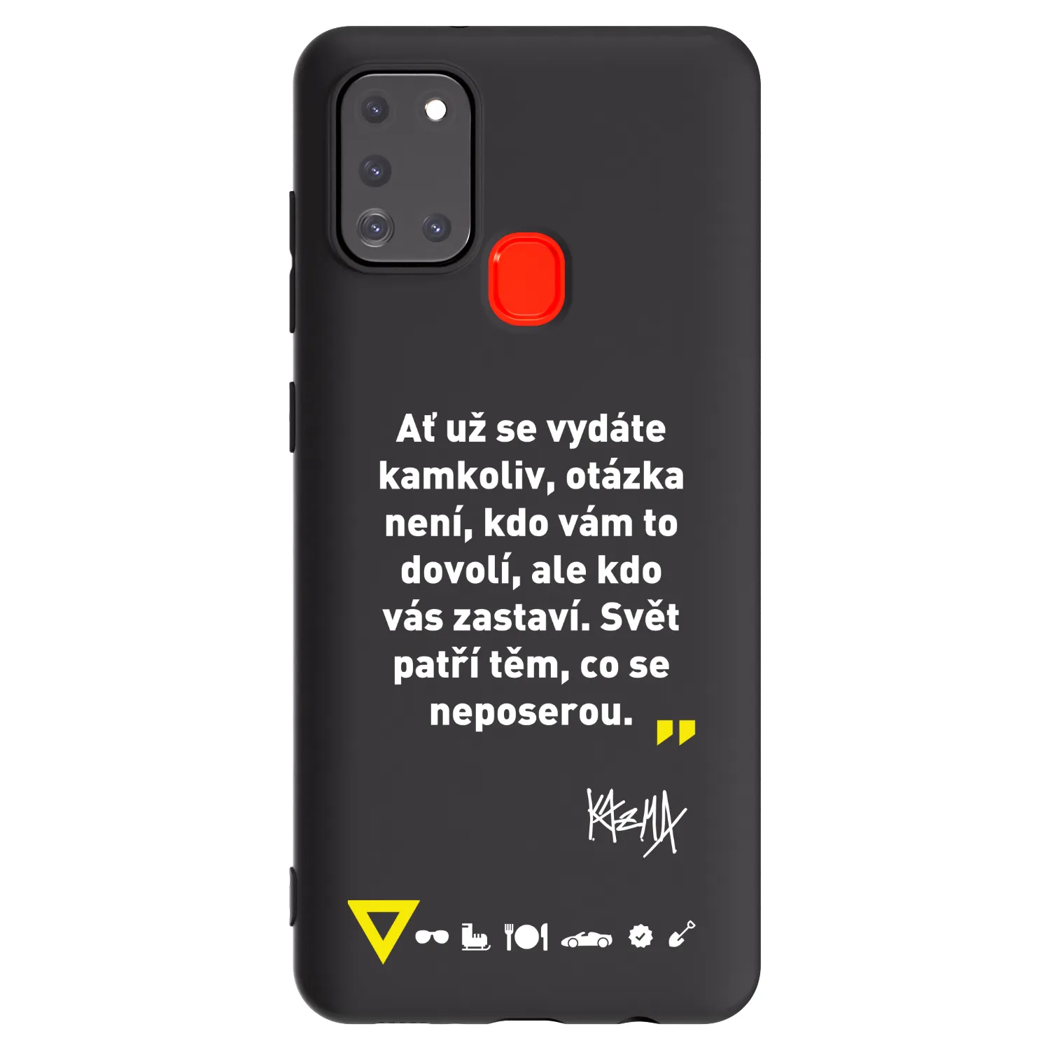 Picasee silikonový černý obal pro Samsung Galaxy A21s - Kazma - SVĚT PATŘÍ TĚM, CO SE NEPOSEROU
