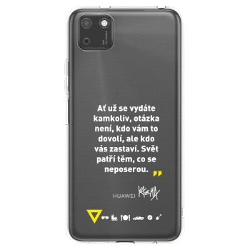 Picasee silikonový průhledný obal pro Huawei Y5P - Kazma - SVĚT PATŘÍ TĚM, CO SE NEPOSEROU
