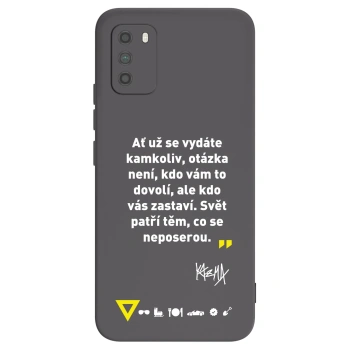 Picasee silikonový černý obal pro Xiaomi Poco M3 - Kazma - SVĚT PATŘÍ TĚM, CO SE NEPOSEROU