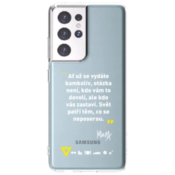 Picasee silikonový průhledný obal pro Samsung Galaxy S21 Ultra 5G G998B - Kazma - SVĚT PATŘÍ TĚM, CO SE NEPOSEROU