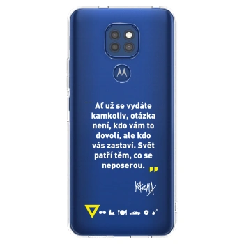 Picasee silikonový průhledný obal pro Motorola Moto G9 Play - Kazma - SVĚT PATŘÍ TĚM, CO SE NEPOSEROU