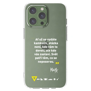 Picasee silikonový průhledný obal pro Apple iPhone 13 Pro - Kazma - SVĚT PATŘÍ TĚM, CO SE NEPOSEROU