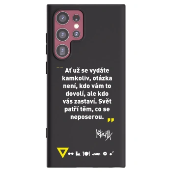 Picasee silikonový černý obal pro Samsung Galaxy S22 Ultra 5G - Kazma - SVĚT PATŘÍ TĚM, CO SE NEPOSEROU