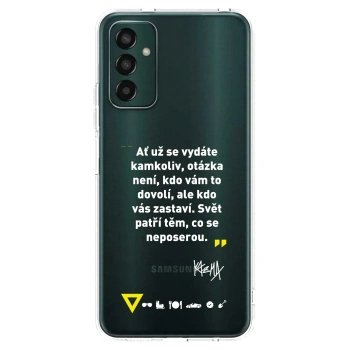 Picasee silikonový průhledný obal pro Samsung Galaxy M13 M135F - Kazma - SVĚT PATŘÍ TĚM, CO SE NEPOSEROU