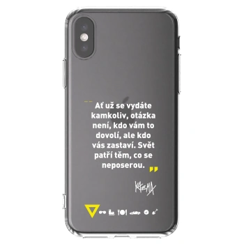 Picasee silikonový průhledný obal pro Apple iPhone X/XS - Kazma - SVĚT PATŘÍ TĚM, CO SE NEPOSEROU