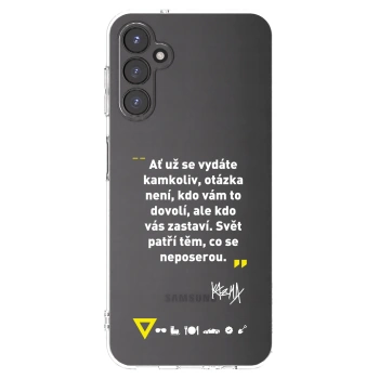 Picasee silikonový průhledný obal pro Samsung Galaxy A14 5G A146P - Kazma - SVĚT PATŘÍ TĚM, CO SE NEPOSEROU