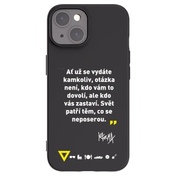 Picasee silikonový černý obal pro Apple iPhone 15 - Kazma - SVĚT PATŘÍ TĚM, CO SE NEPOSEROU
