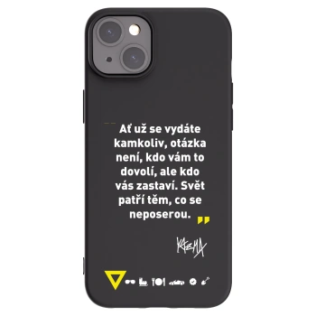 Picasee silikonový černý obal pro Apple iPhone 15 Plus - Kazma - SVĚT PATŘÍ TĚM, CO SE NEPOSEROU