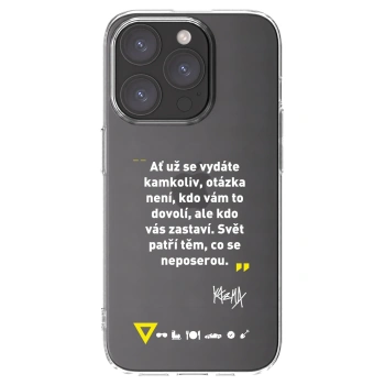 Picasee silikonový průhledný obal pro Apple iPhone 15 Pro - Kazma - SVĚT PATŘÍ TĚM, CO SE NEPOSEROU
