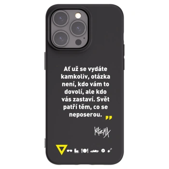 Picasee silikonový černý obal pro Apple iPhone 15 Pro Max - Kazma - SVĚT PATŘÍ TĚM, CO SE NEPOSEROU