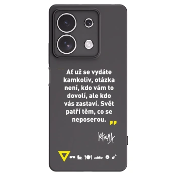 Picasee silikonový černý obal pro Xiaomi Redmi Note 13 4G - Kazma - SVĚT PATŘÍ TĚM, CO SE NEPOSEROU