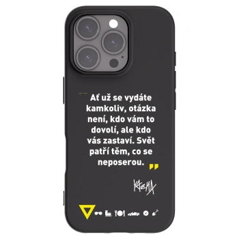 Picasee silikonový černý obal pro Apple iPhone 16 Pro - Kazma - SVĚT PATŘÍ TĚM, CO SE NEPOSEROU