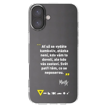 Picasee silikonový průhledný obal pro Apple iPhone 16 Plus - Kazma - SVĚT PATŘÍ TĚM, CO SE NEPOSEROU