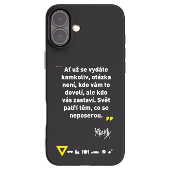 Picasee silikonový černý obal pro Apple iPhone 16 Plus - Kazma - SVĚT PATŘÍ TĚM, CO SE NEPOSEROU
