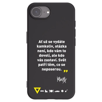 Picasee silikonový černý obal pro Apple iPhone 16e - Kazma - SVĚT PATŘÍ TĚM, CO SE NEPOSEROU