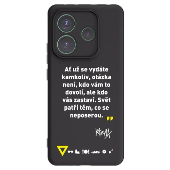 Picasee silikonový černý obal pro Xiaomi Redmi Note 14 5G - Kazma - SVĚT PATŘÍ TĚM, CO SE NEPOSEROU