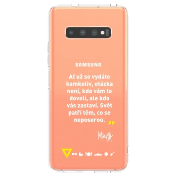 Picasee silikonový průhledný obal pro Samsung Galaxy S10 Plus G975 - Kazma - SVĚT PATŘÍ TĚM, CO SE NEPOSEROU