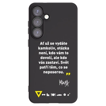 Picasee silikonový černý obal pro Samsung Galaxy S25+ 5G - Kazma - SVĚT PATŘÍ TĚM, CO SE NEPOSEROU