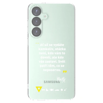 Picasee silikonový průhledný obal pro Samsung Galaxy S25+ 5G - Kazma - SVĚT PATŘÍ TĚM, CO SE NEPOSEROU
