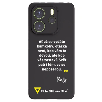 Picasee silikonový černý obal pro Xiaomi Redmi Note 14 4G - Kazma - SVĚT PATŘÍ TĚM, CO SE NEPOSEROU