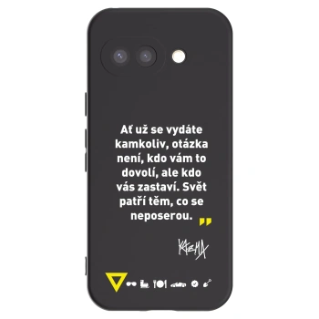 Picasee silikonový černý obal pro Google Pixel 9a - Kazma - SVĚT PATŘÍ TĚM, CO SE NEPOSEROU
