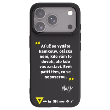 Picasee silikonový černý obal pro Apple iPhone 17 Pro - Kazma - SVĚT PATŘÍ TĚM, CO SE NEPOSEROU