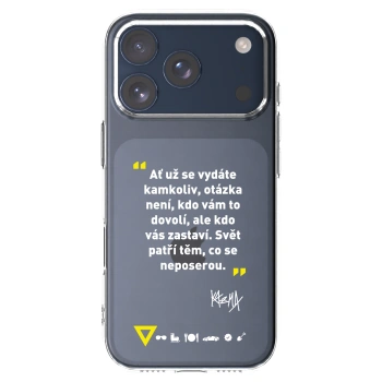 Picasee silikonový průhledný obal pro Apple iPhone 17 Pro - Kazma - SVĚT PATŘÍ TĚM, CO SE NEPOSEROU