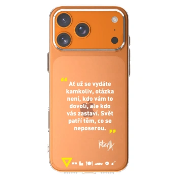 Picasee silikonový průhledný obal pro Apple iPhone 17 Pro Max - Kazma - SVĚT PATŘÍ TĚM, CO SE NEPOSEROU