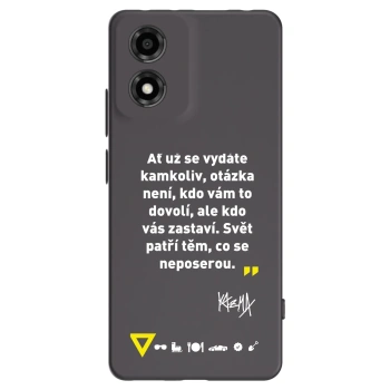 Picasee silikonový černý obal pro Motorola Moto E14 - Kazma - SVĚT PATŘÍ TĚM, CO SE NEPOSEROU