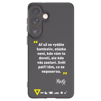 Picasee silikonový černý obal pro Samsung Galaxy S26+ - Kazma - SVĚT PATŘÍ TĚM, CO SE NEPOSEROU