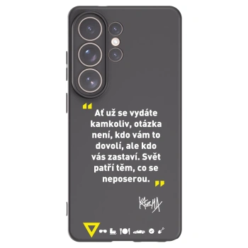 Picasee silikonový černý obal pro Samsung Galaxy S26 Ultra - Kazma - SVĚT PATŘÍ TĚM, CO SE NEPOSEROU