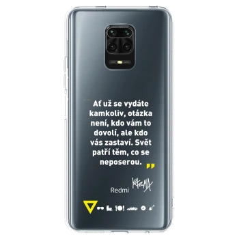 Picasee silikonový průhledný obal pro Xiaomi Redmi Note 9S - Kazma - SVĚT PATŘÍ TĚM, CO SE NEPOSEROU