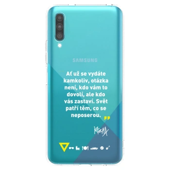 Picasee silikonový průhledný obal pro Samsung Galaxy A30s A307F - Kazma - SVĚT PATŘÍ TĚM, CO SE NEPOSEROU
