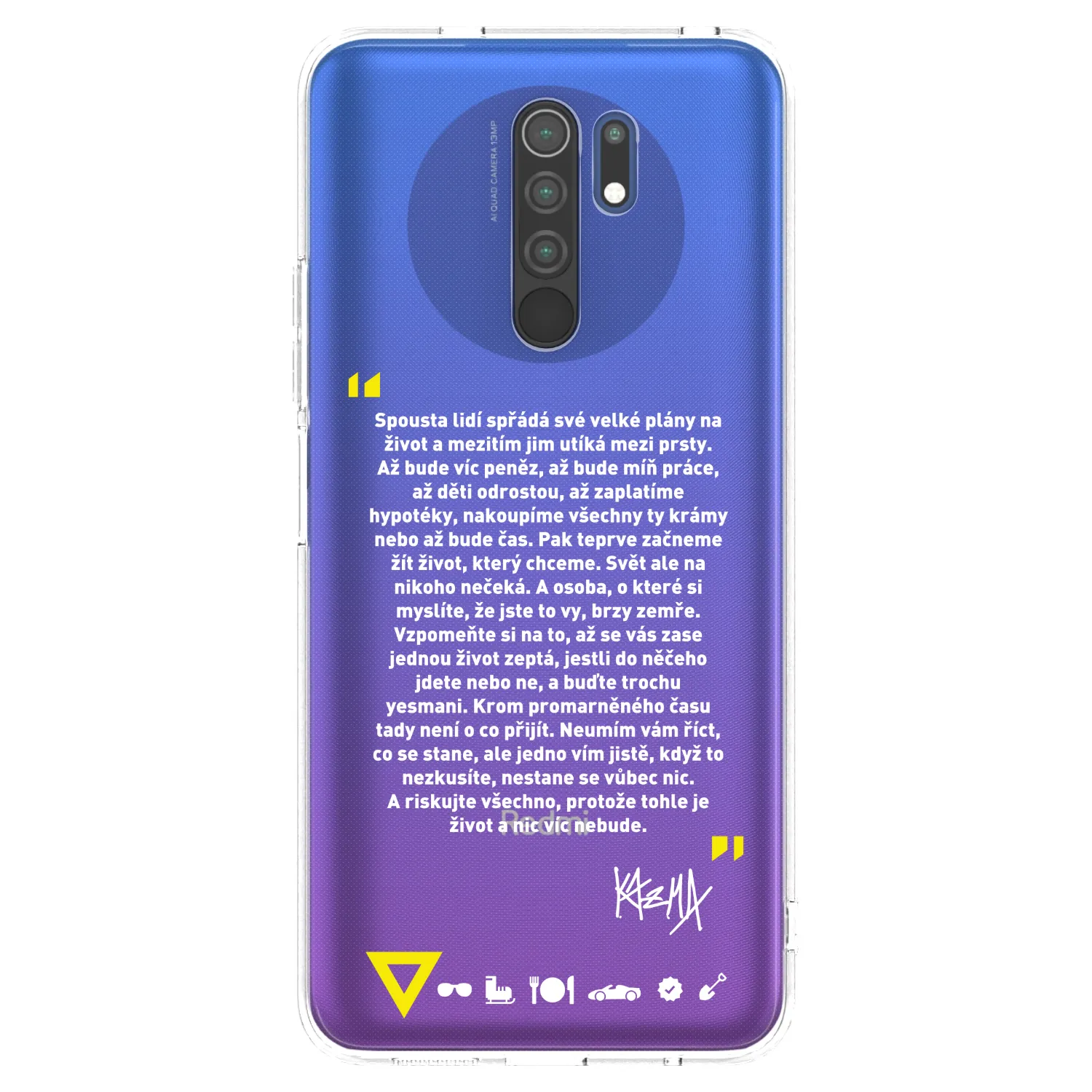 Picasee silikonový průhledný obal pro Xiaomi Redmi 9 - Kazma - BUĎTE TROCHU YESMANI