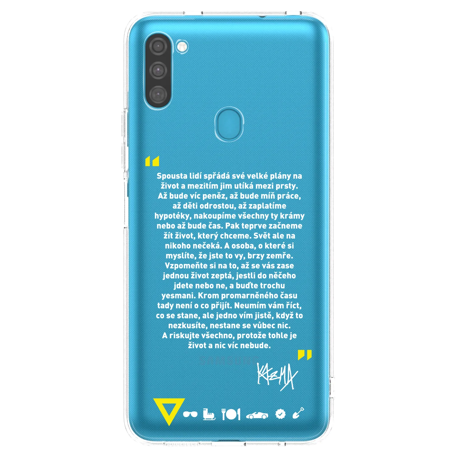 Picasee silikonový průhledný obal pro Samsung Galaxy M11 - Kazma - BUĎTE TROCHU YESMANI