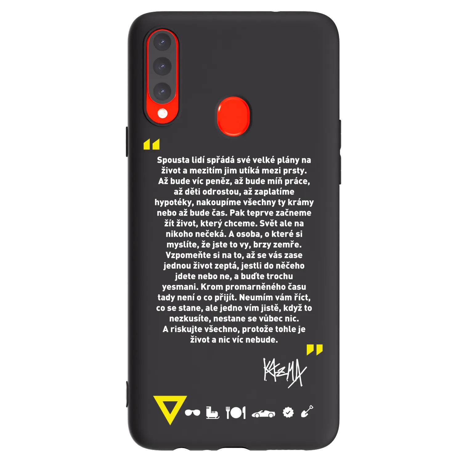 Picasee silikonový černý obal pro Samsung Galaxy A20s - Kazma - BUĎTE TROCHU YESMANI