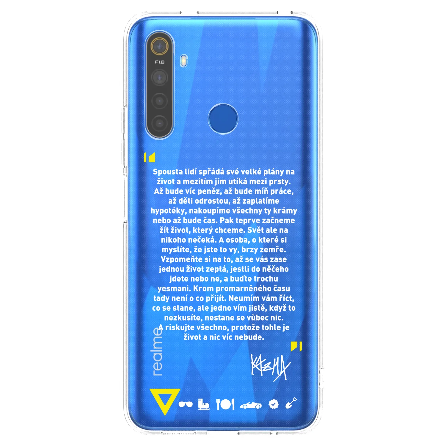 Picasee silikonový průhledný obal pro Realme 5 - Kazma - BUĎTE TROCHU YESMANI