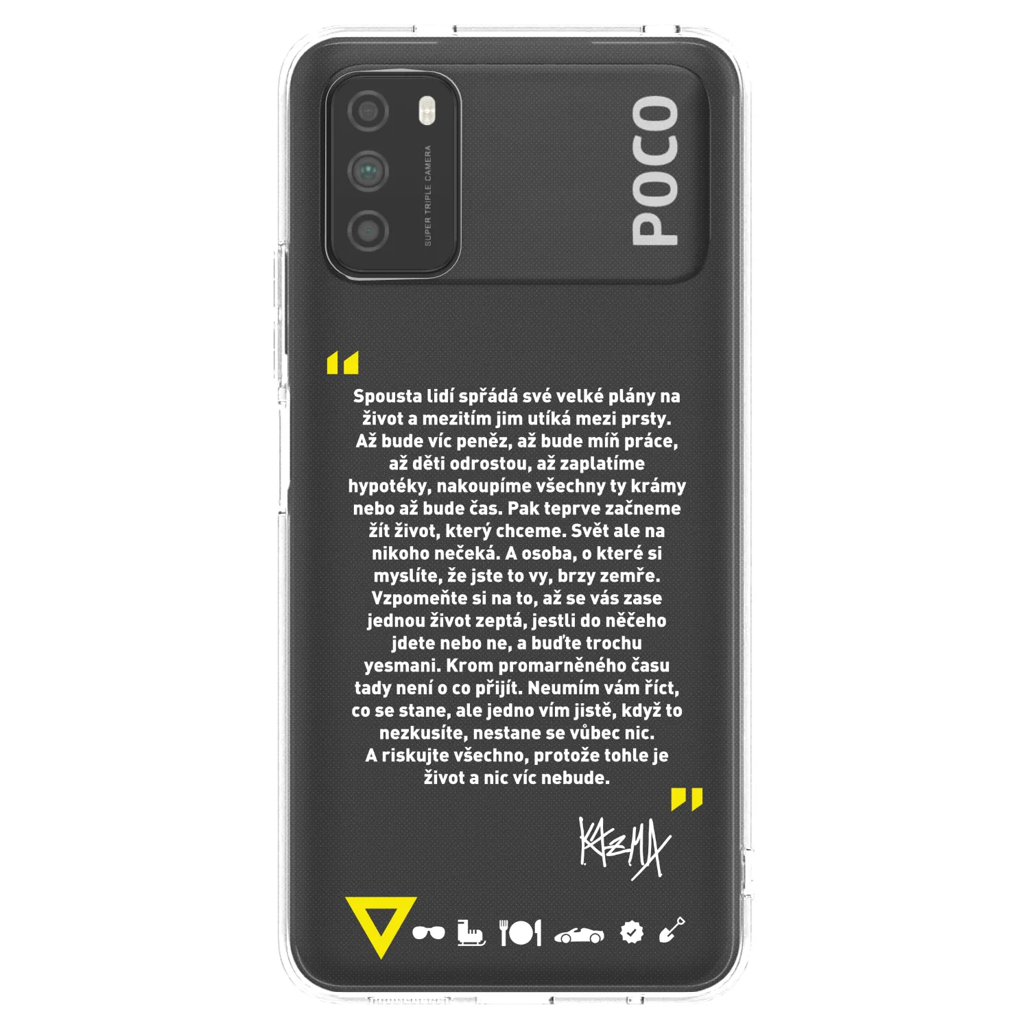 Picasee silikonový průhledný obal pro Xiaomi Poco M3 - Kazma - BUĎTE TROCHU YESMANI
