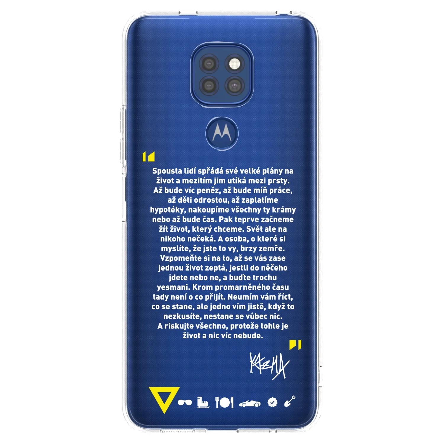 Picasee silikonový průhledný obal pro Motorola Moto G9 Play - Kazma - BUĎTE TROCHU YESMANI