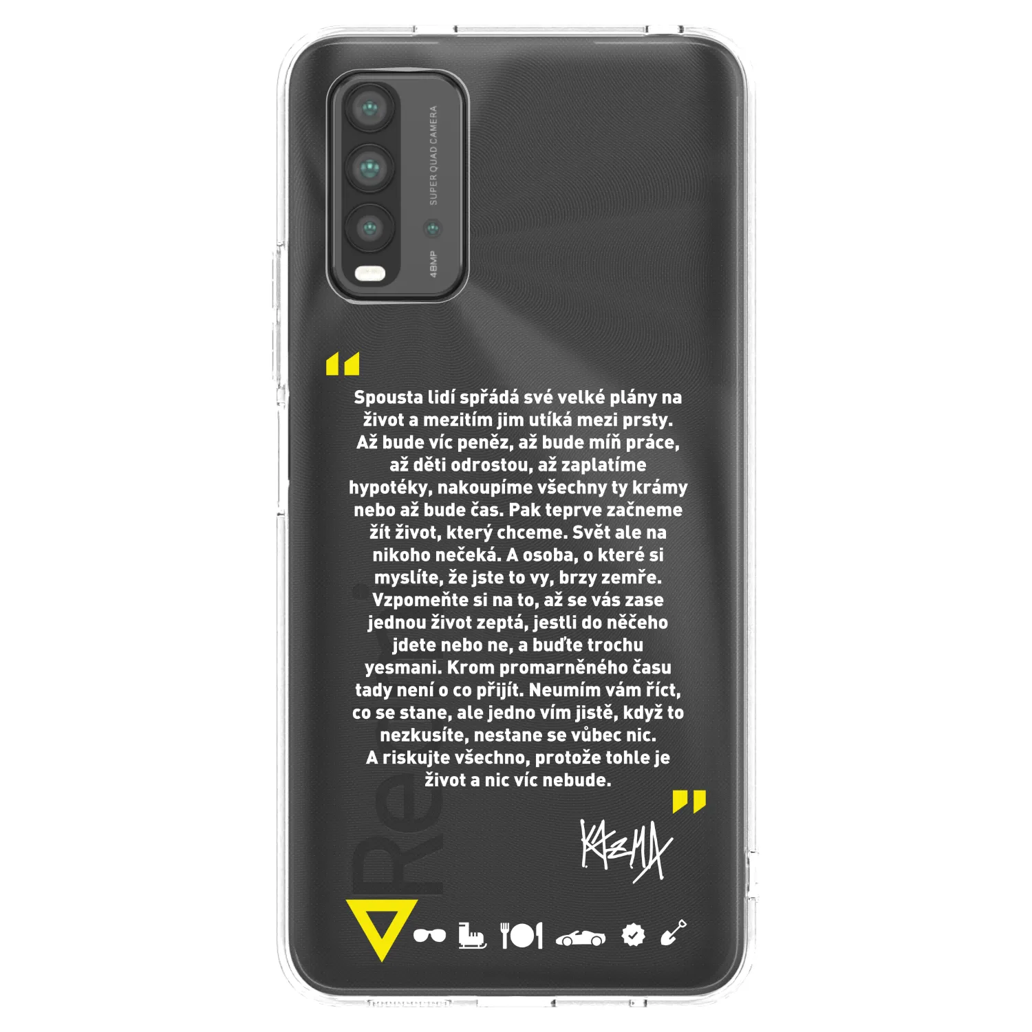 Picasee silikonový průhledný obal pro Xiaomi Redmi 9T - Kazma - BUĎTE TROCHU YESMANI