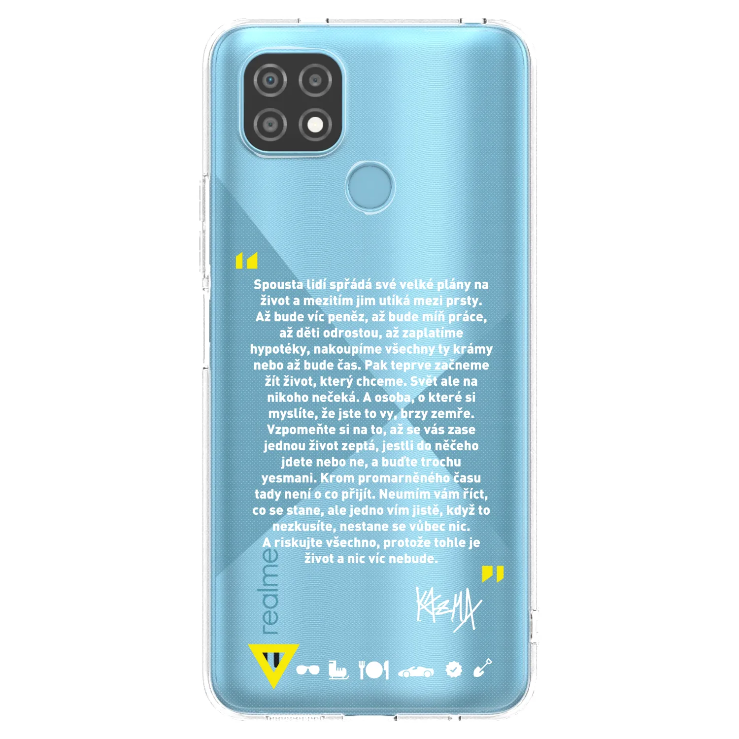 Picasee silikonový průhledný obal pro Realme C21 - Kazma - BUĎTE TROCHU YESMANI