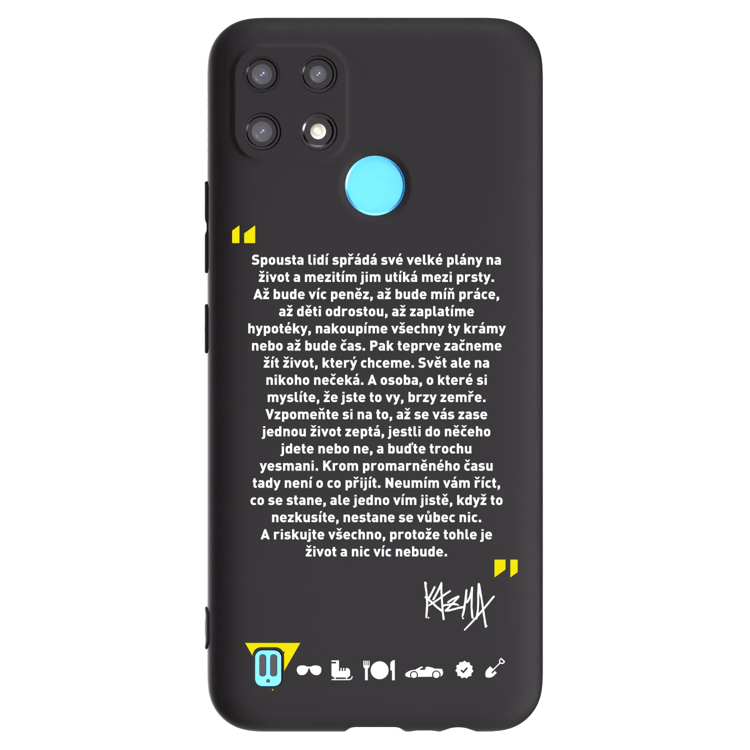 Picasee silikonový černý obal pro Realme C21 - Kazma - BUĎTE TROCHU YESMANI