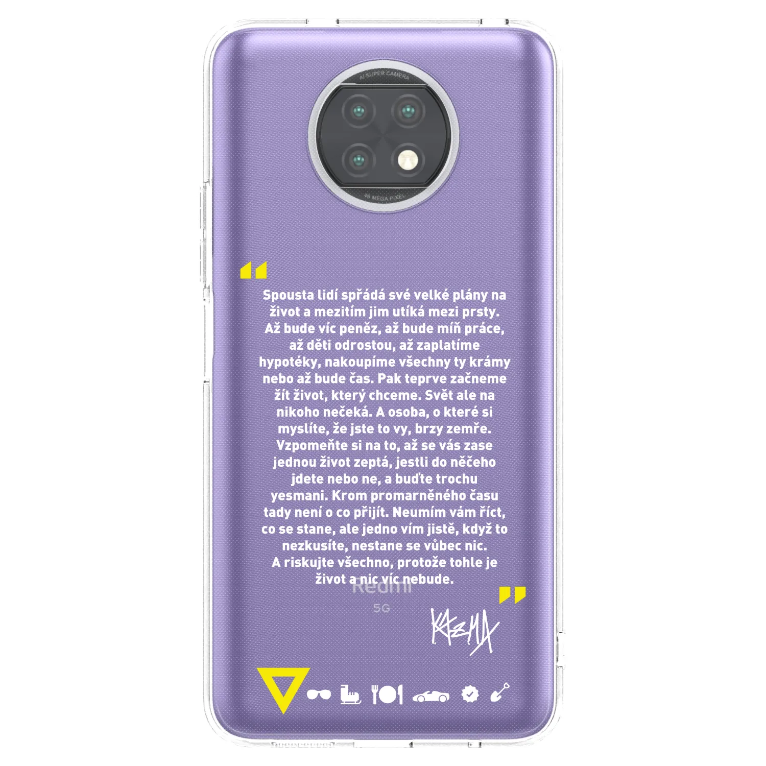 Picasee silikonový průhledný obal pro Xiaomi Redmi Note 9T - Kazma - BUĎTE TROCHU YESMANI